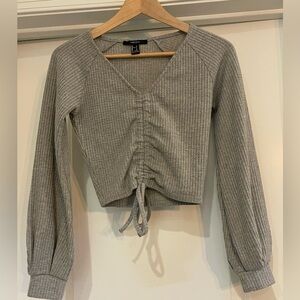 ⭐️Forever 21 Gray Ribbed V-Neck Top